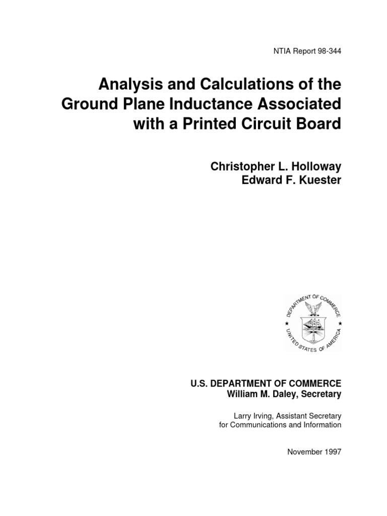 Analysis and Calculations of The Ground Plane Inductance Associated