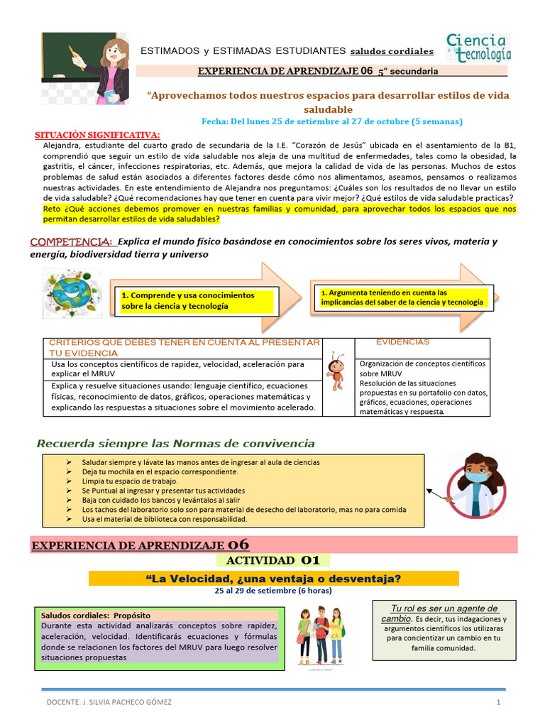 Normas y Actividades para Estilos de Vida Saludable | PDF | Aceleración ...