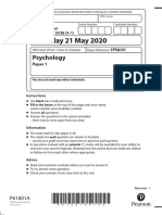 1ps0 May 2020 Paper 1 QP Edexcel Gcse Psychology