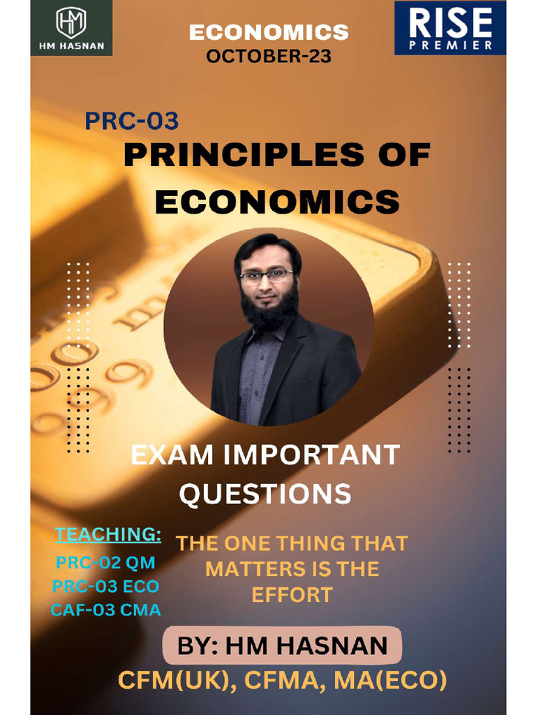 ECO Exam IMP Questions (OCT-23) HM Hasnan | PDF | Balance Of Trade ...