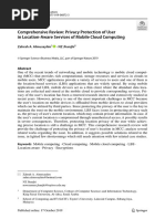 Comprehensive Review: Privacy Protection of User in Location Aware Services of Mobile Cloud Computing