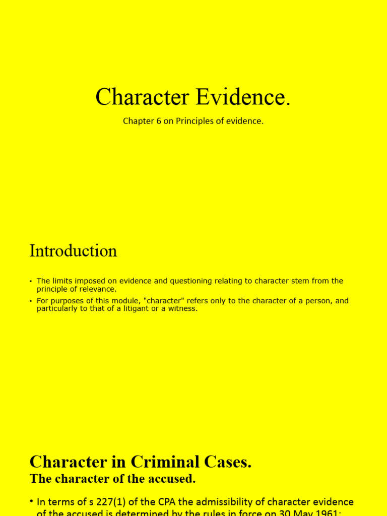 1 Character Evidence and Similar Fact Evidence | PDF