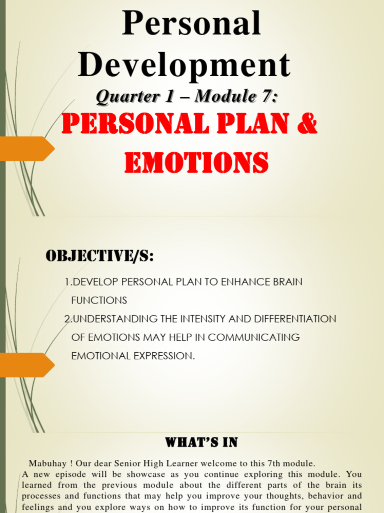 Personal Development: Emotions & Planning | PDF | Emotions | Thought