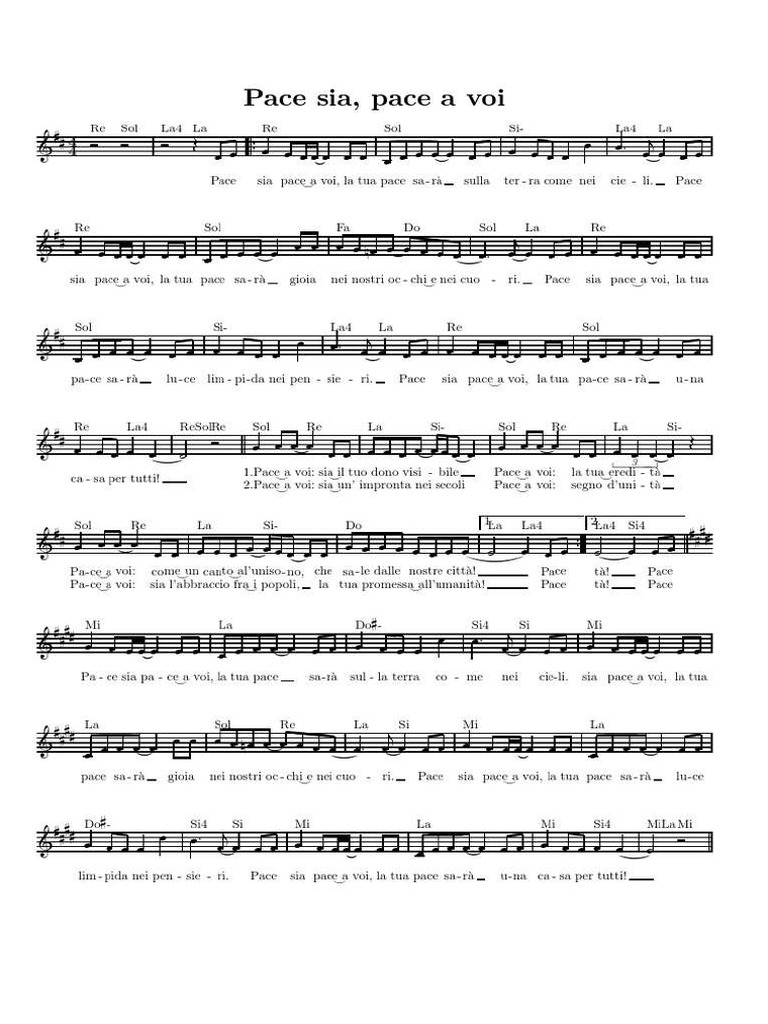 Pace Sia Pace A Voi Pdf