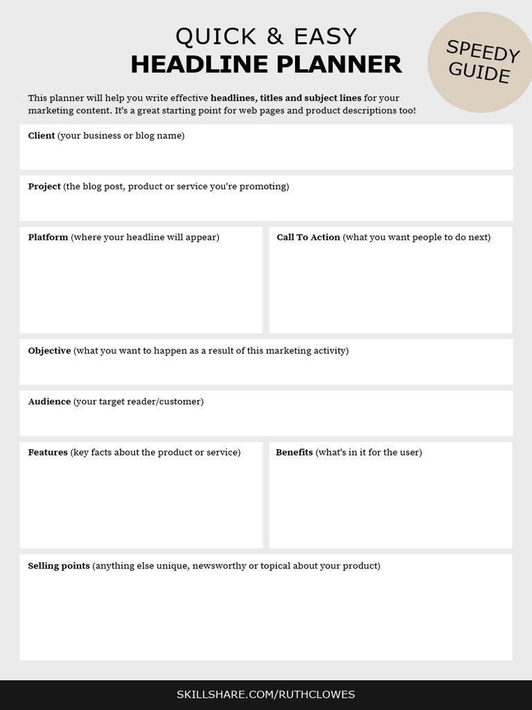 Quick Headline Planner Guide | PDF