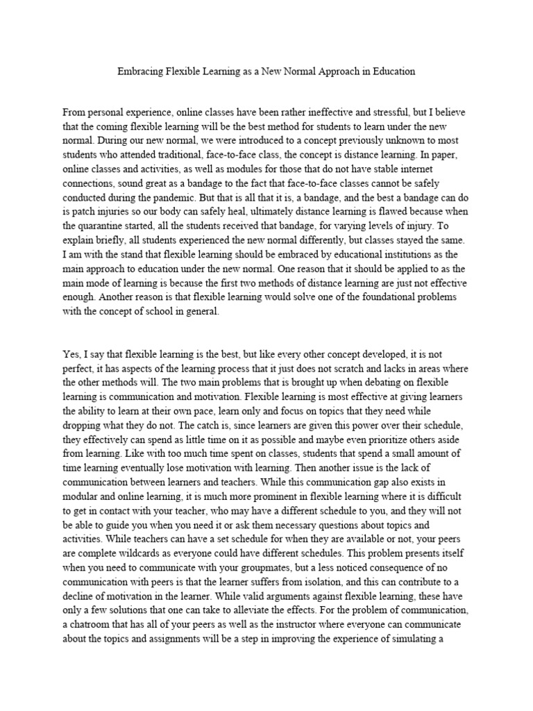 Embracing flexible learning as a new normal approach in education pdf