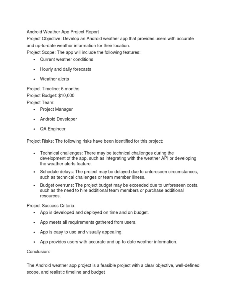 Android Weather App Project Report | PDF
