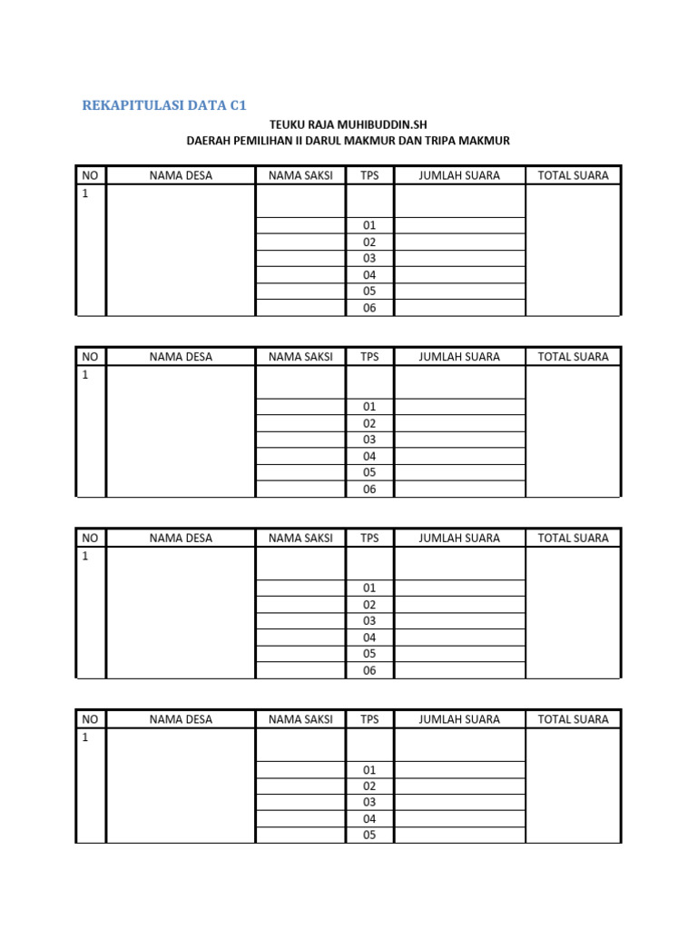 Rekapitulasi Data c1 | PDF