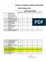 Raspored Učionica Za Drugu Smjenu 2023-2024 - 1,2 Cas