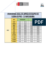 Cronograma Anual de Limpieza de Equipos de Cadena de Frio - C.S Marcabamba 2023