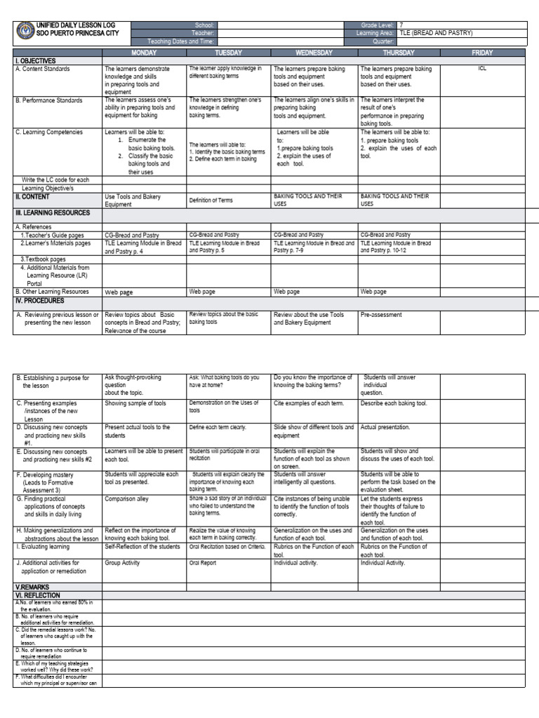 2 DLLBPPUseofToolsandBakeryEquipment PDF Learning Baking