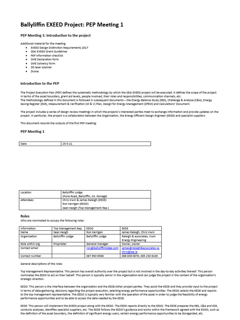 Ballyliffin - PEP Meeting 1 | PDF
