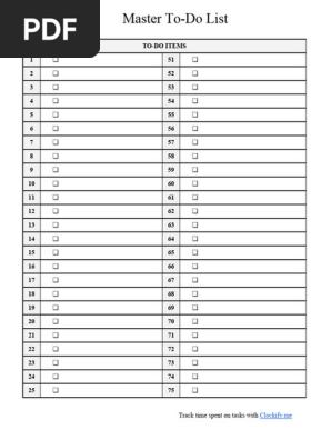 Master to-Do List