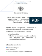 Información Completa Curso de Mindfulness y Psicoterapia Aplicada A La Vida Diaria.