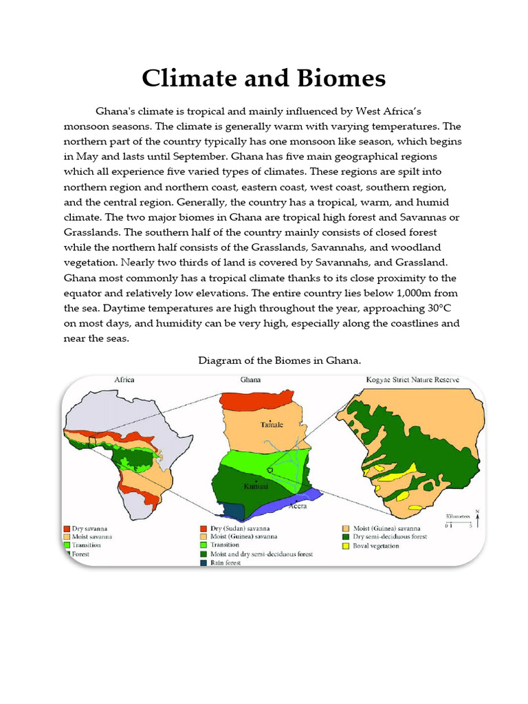 Ghana, Climate and Biome PDF Savanna Tropics