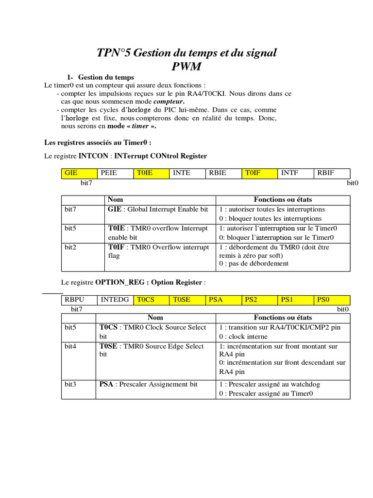 Gestion du temps et PWM avec PIC | PDF | Architecture (Informatique ...