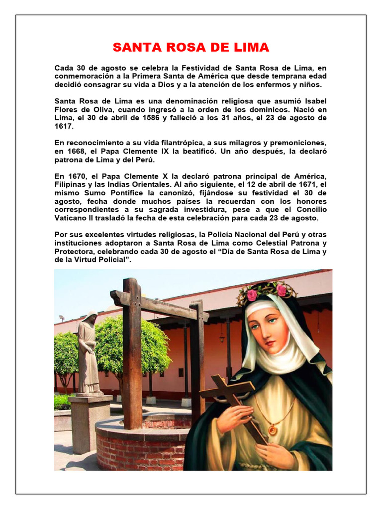 Santa Rosa de Lima | PDF | Pascua de Resurrección, image size:768x1024