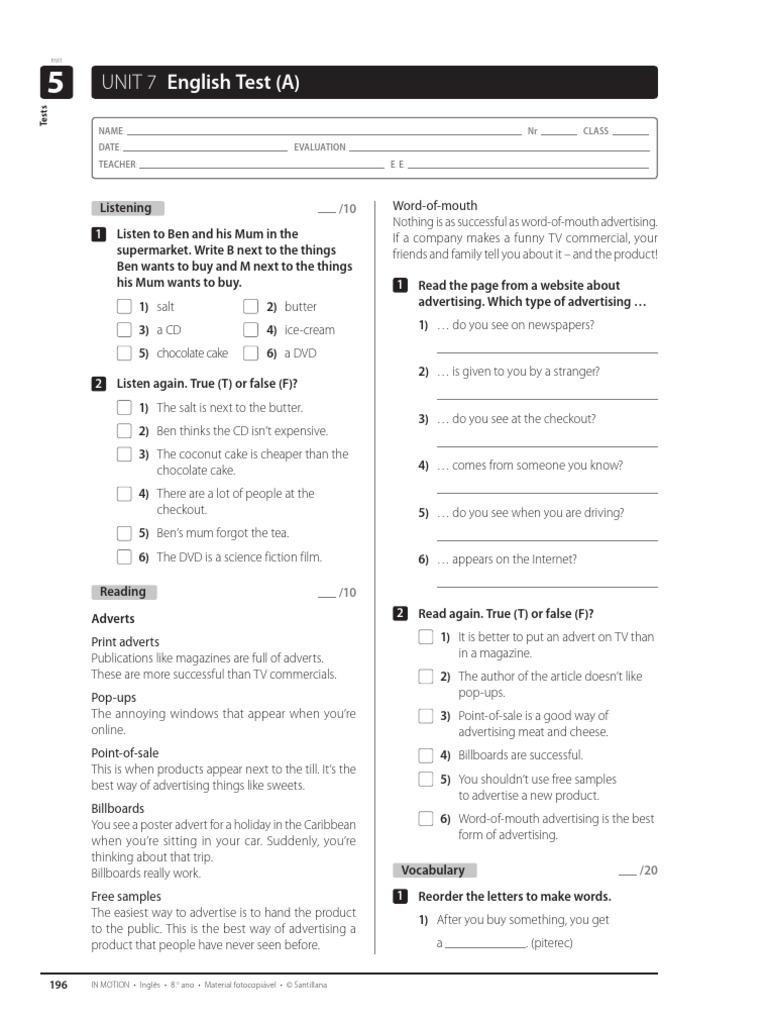 Test A P 72 | PDF | Advertising | Linguistics