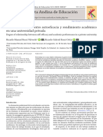 Revista Andina de Educación: Grado de Relación Entre Autoeficacia y Rendimiento Académico en Una Universidad Privada