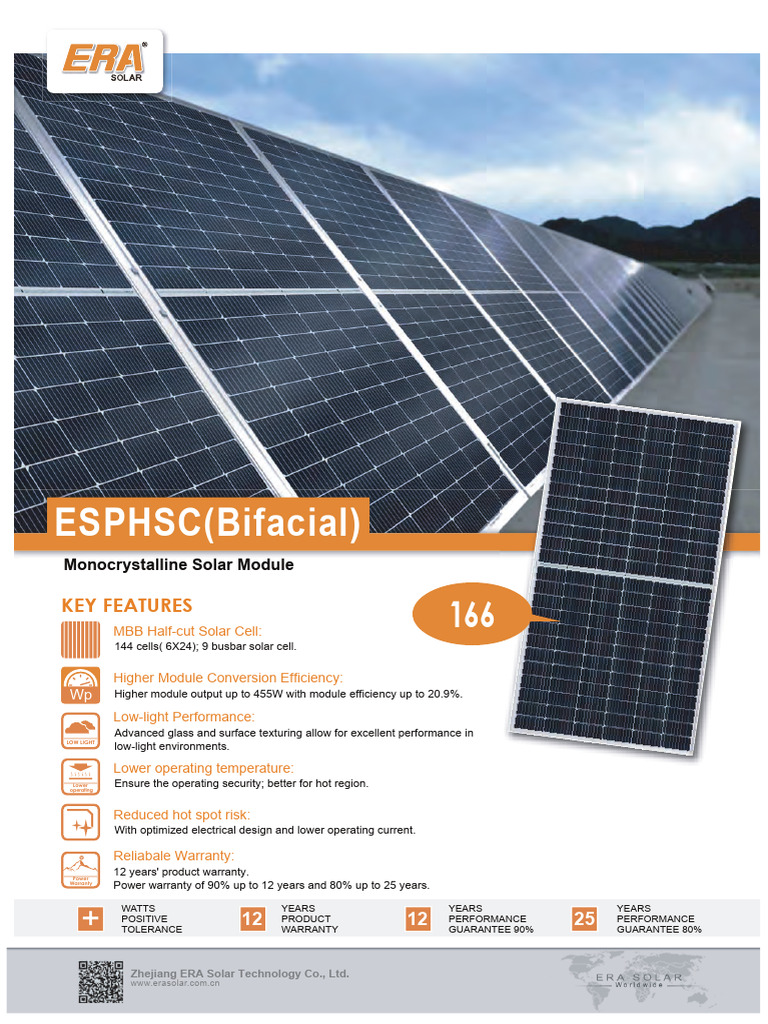 ERA Solar 166mm Monocrystalline Panel | PDF | Solar Panel | Solar Cell