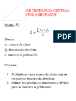 Medidas de Tendencia Central - Fórmulas