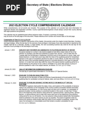 2023 ELECTION CYCLE COMPREHENSIVE CALENDAR