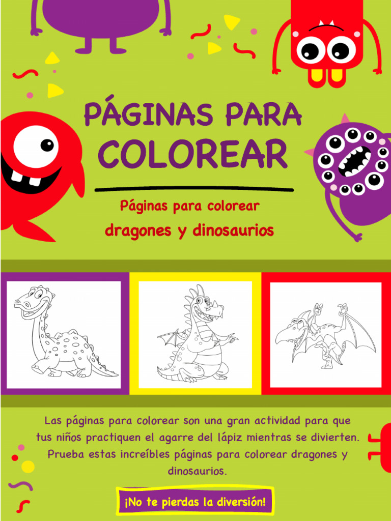 Cool Dragons and Dinosaurs Coloring Pages PDF