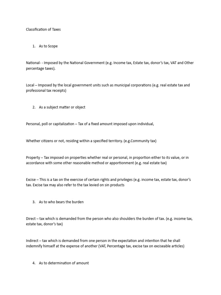 Types and Classifications of Taxes | PDF