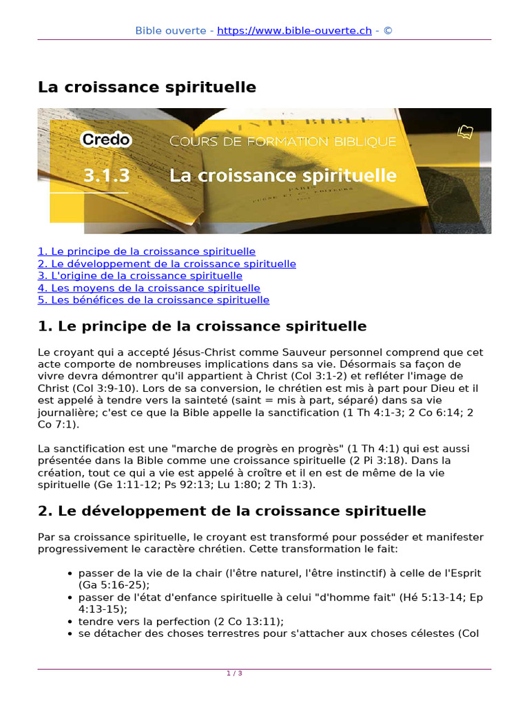 Clés de la Croissance Spirituelle | PDF
