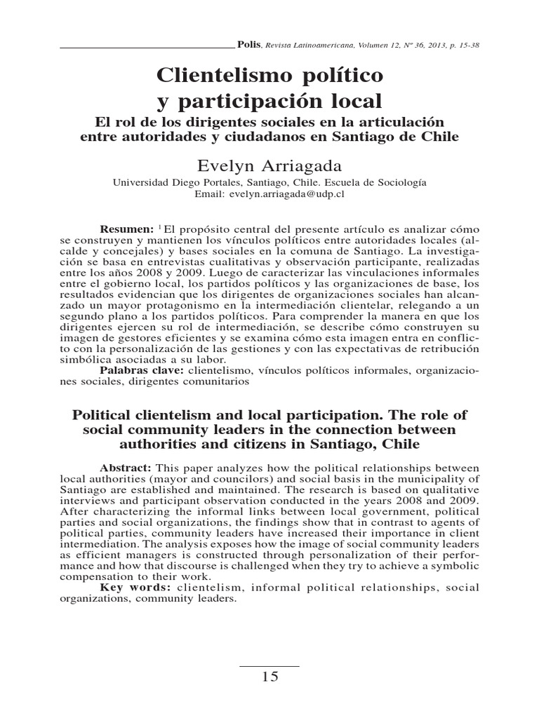 Clientelismo Politico y Participacion Local El Rol | PDF | Ciencias ...