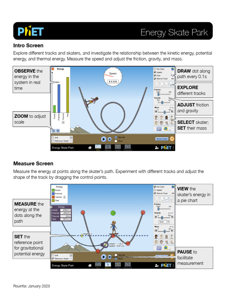 Energy Skate Park Simulation Guide | PDF | Friction | Potential Energy