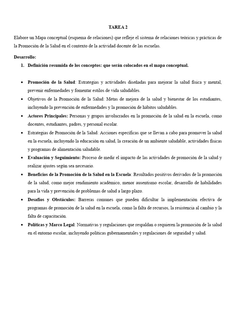 Mapa Conceptual de Promoción de Salud Escolar | PDF | Relaciones ...