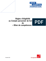 Guide D'eligibilité Du Bilan de Compétences Au CPF