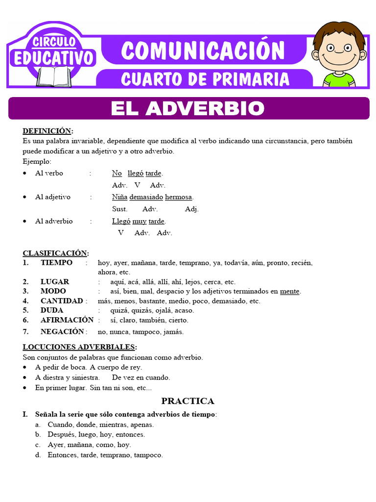 Clases y Ejercicios de Adverbios | PDF | Adverbio | Lingüística