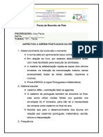 Pauta de Reunião de Pais - LAF - 3º B.