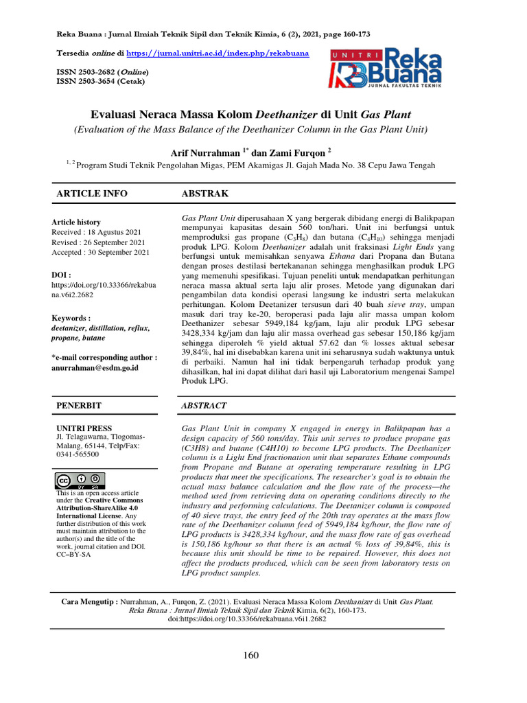 Evaluasi Neraca Massa Deethanizer | PDF