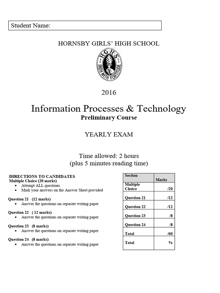 2016 IPT Prelim Yearly Exam 2016 | PDF | Information | Computer Data ...