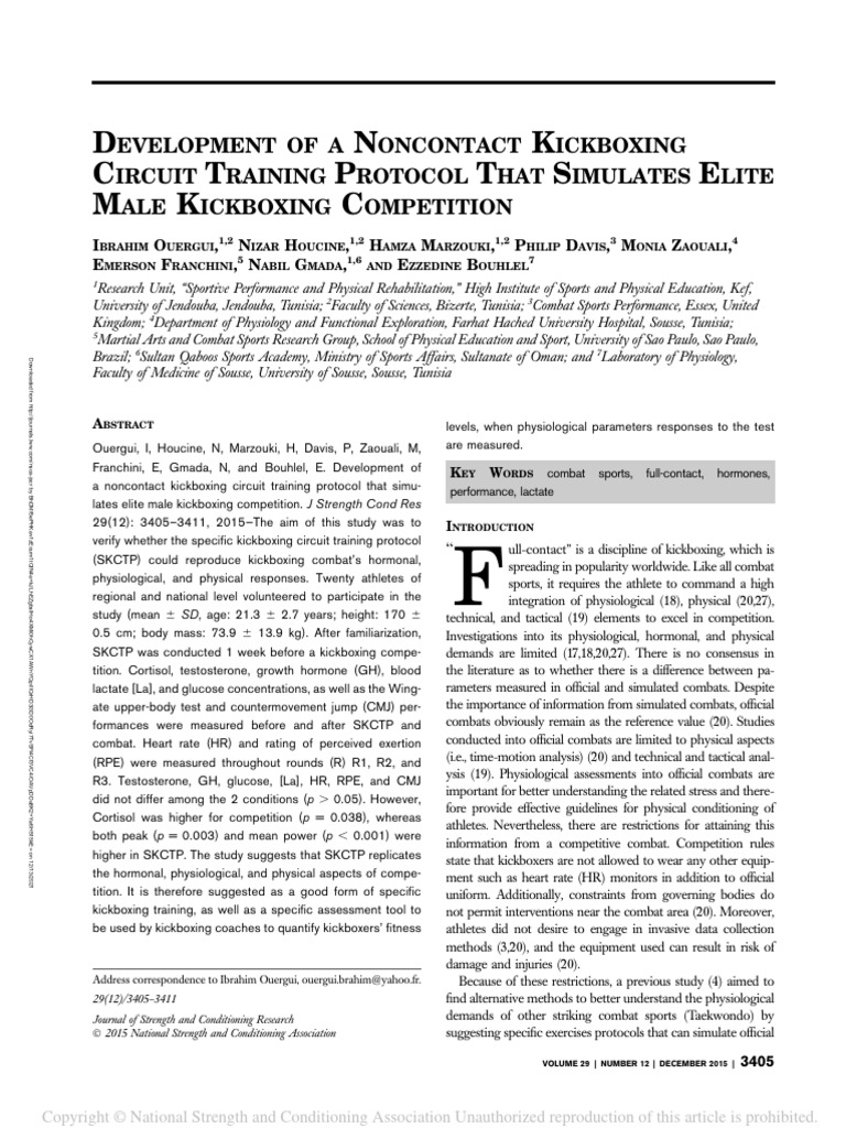 Development of A Noncontact Kickboxing Circuit.19 PDF Strength