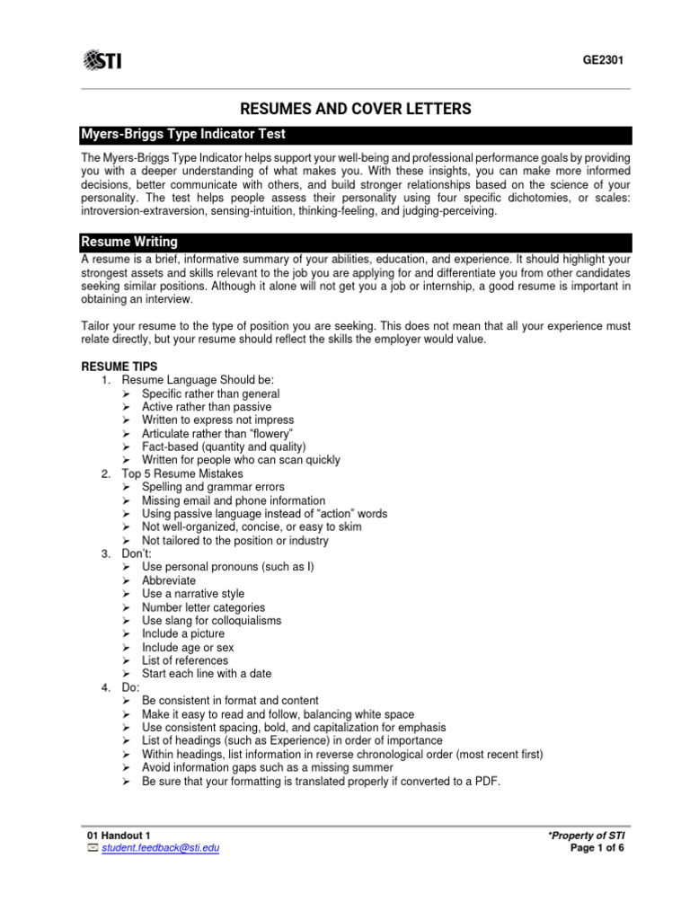 Resume & Cover Letter Guide | PDF | Résumé