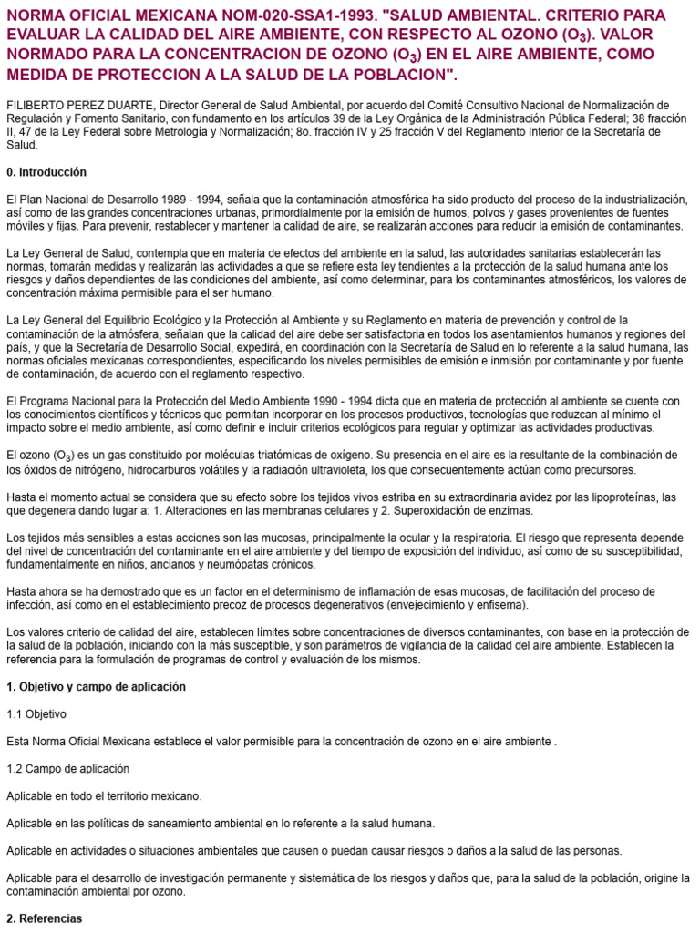 Nom 020 Ssa1 1993 | PDF | Contaminación | Naturaleza