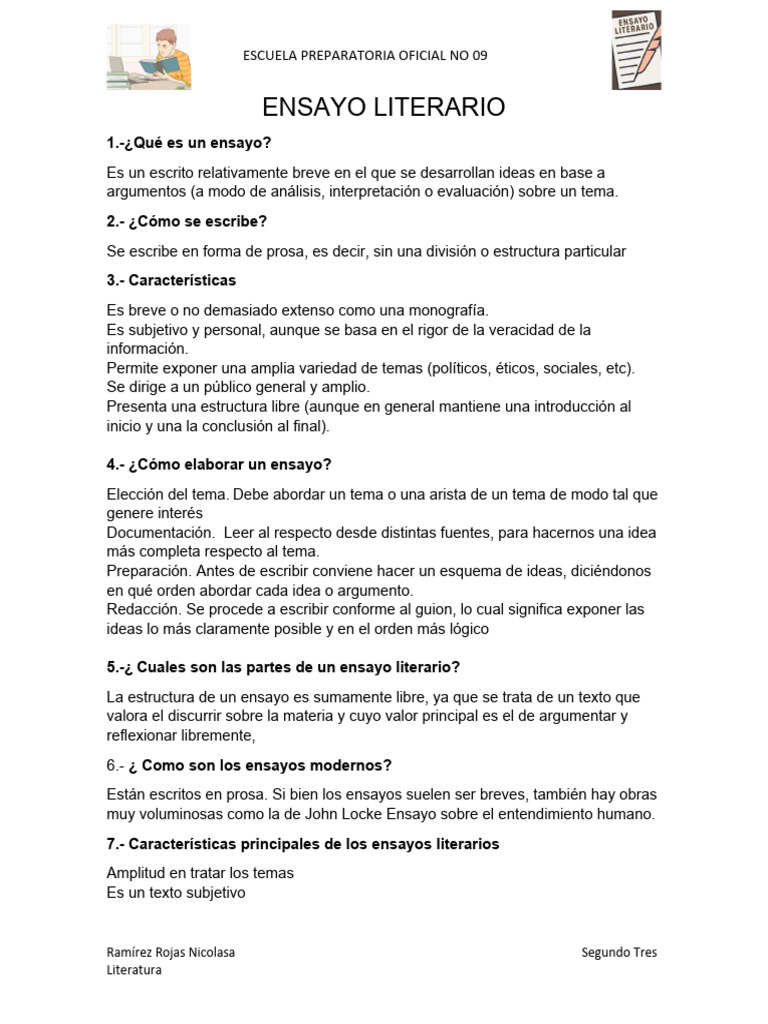 Ensayo Literario | PDF | Ensayos