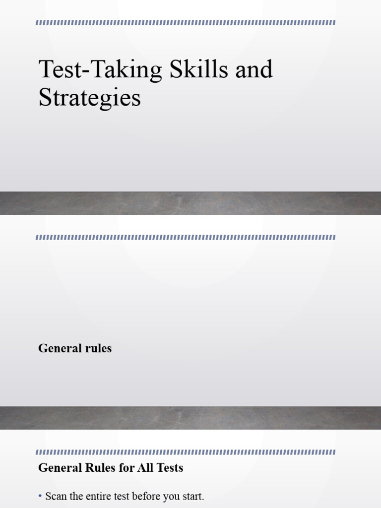 Test Taking Skills and Strategies | PDF | Id | Multiple Choice