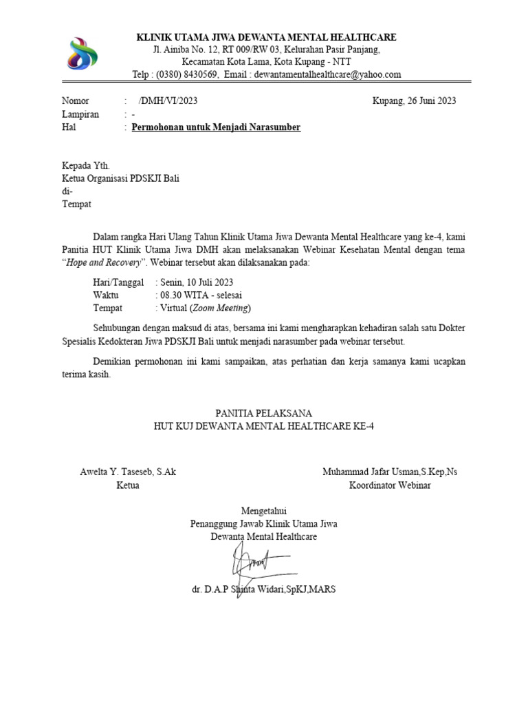 Surat Permohonan Untuk Menjadi Narasumber Pdf