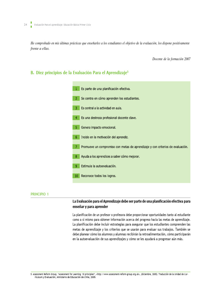 Principios de Evaluación para Aprendizaje | PDF | Evaluación | Aprendizaje