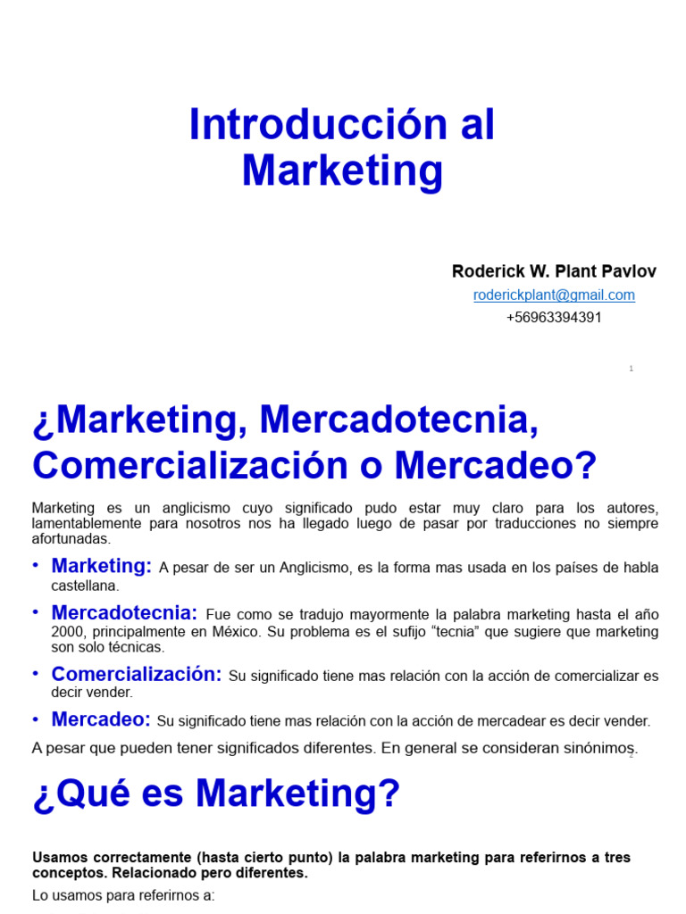 Introducción al Marketing y sus Conceptos | PDF | Marketing | Mercado ...