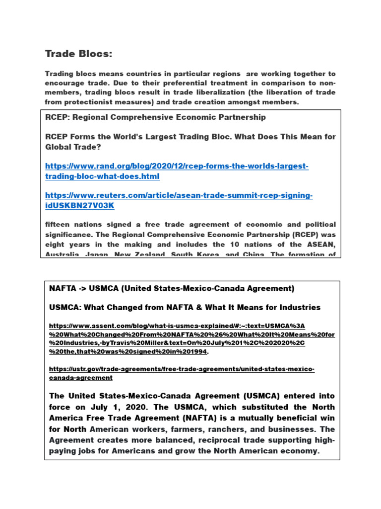 Trade Blocs PDF