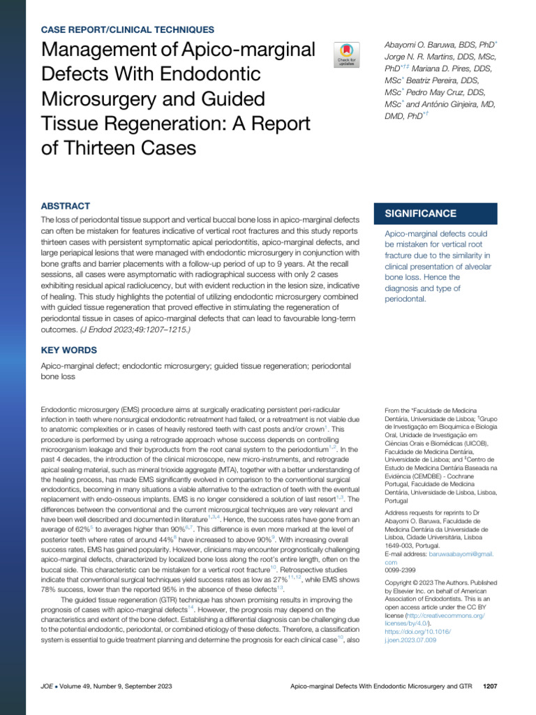 Management of Apico Marginal Defects With Endodont PDF