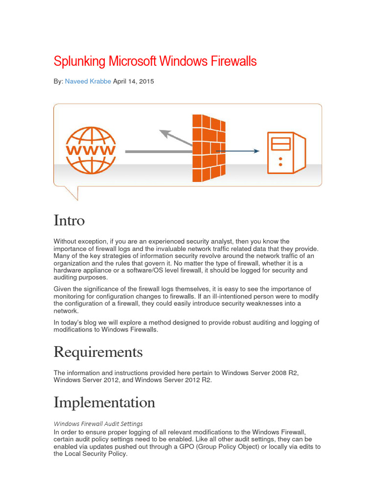Splunking Windows Firewall Audits | PDF | Microsoft Windows | Firewall ...