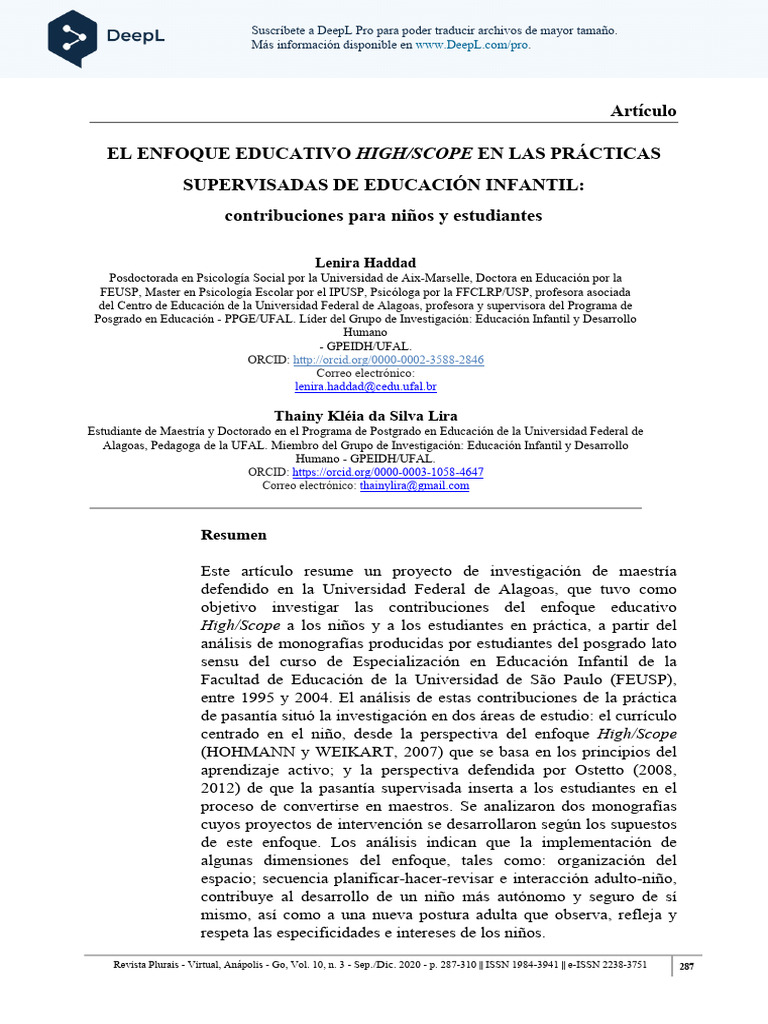El Enfoque Educativo HIGH SCOPE en Las Prácticas Supervisadas en ...