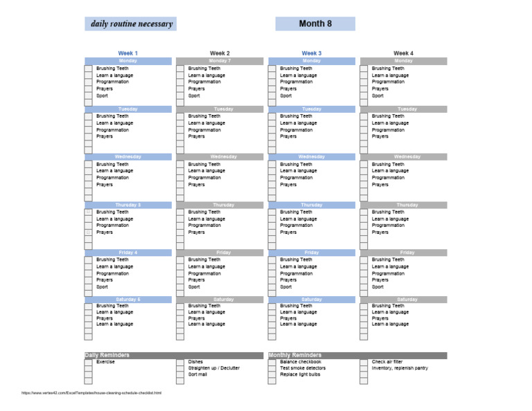 House Cleaning Schedule PDF